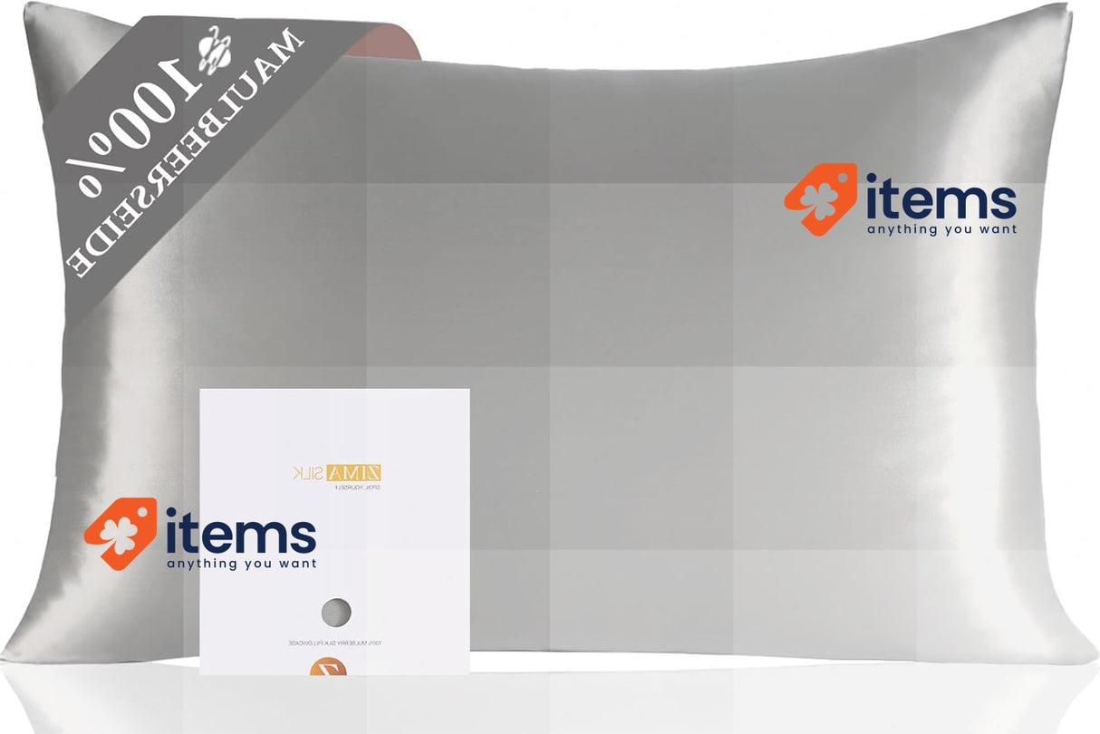 ZIMASILK 100% Mulberry Silk Pillowcase 1pc (40x60 cm, Dark Grey)