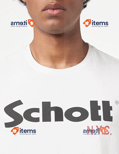 Schott NYC Men's T - Shirt White/Black 3XL Shirts Clothes Caps Beanies T-Shirt