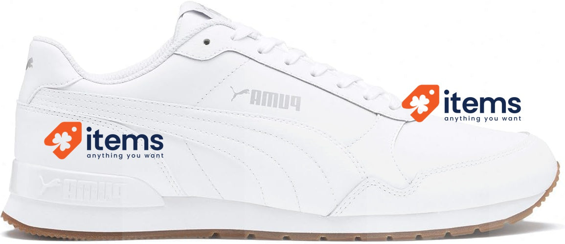 PUMA Mens St Runner V2 Leather Jr MNS Sneaker White 41 EU Gray Unisex Full L UK