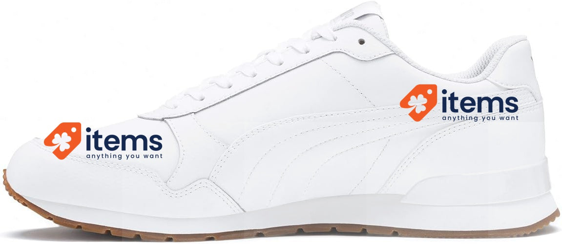 PUMA Mens St Runner V2 Leather Jr MNS Sneaker White 41 EU Gray Unisex Full L UK