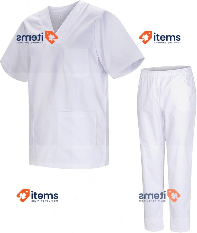MISEMIYA Unisex Sanitary Uniform KZ - 817 8312 WHITE Uniforms Scrub Set MZ 8178