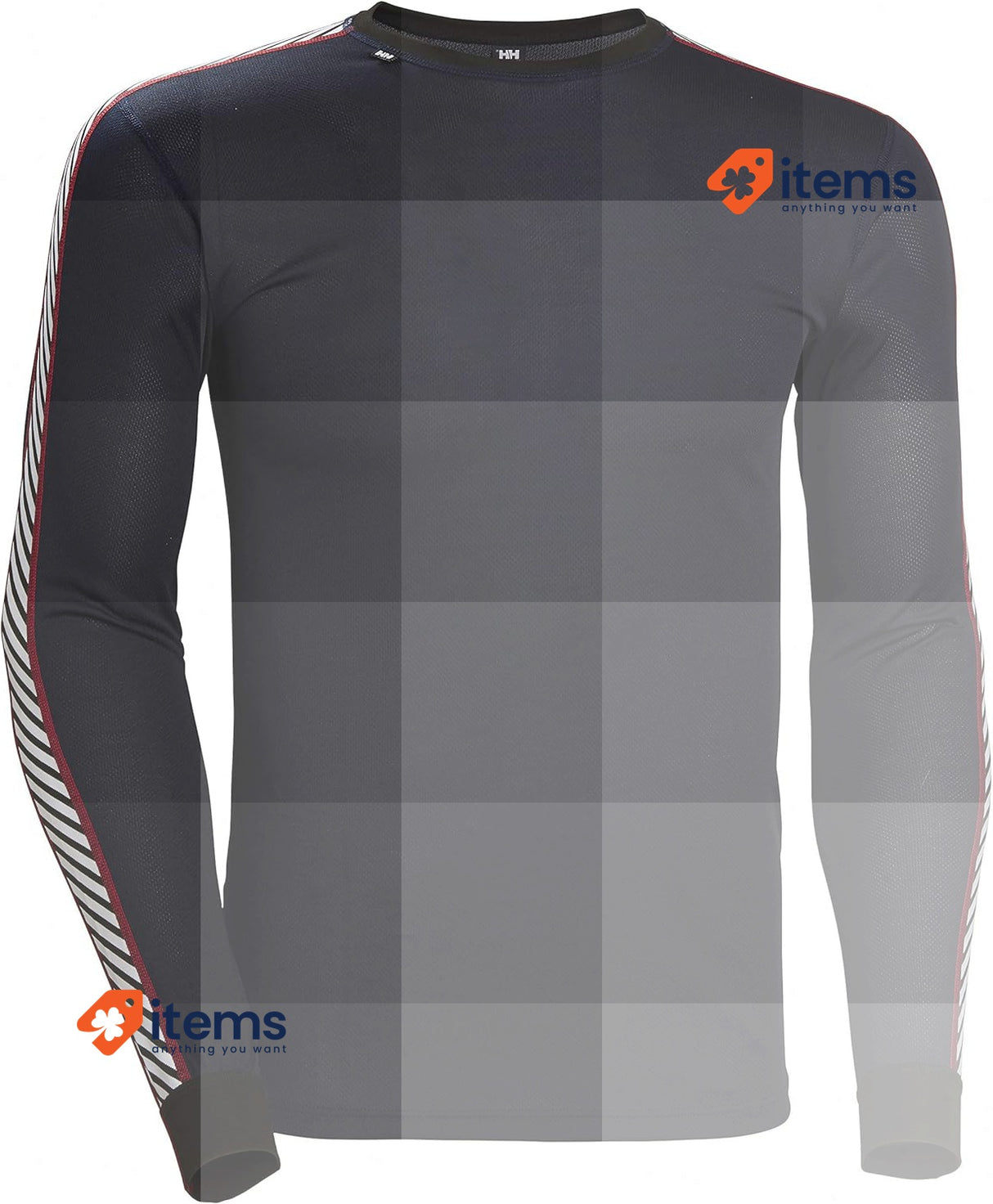 Helly Hansen Mens HH Lifa Stripe Crew Neck Long Sleeve T-Shirt Navy Small