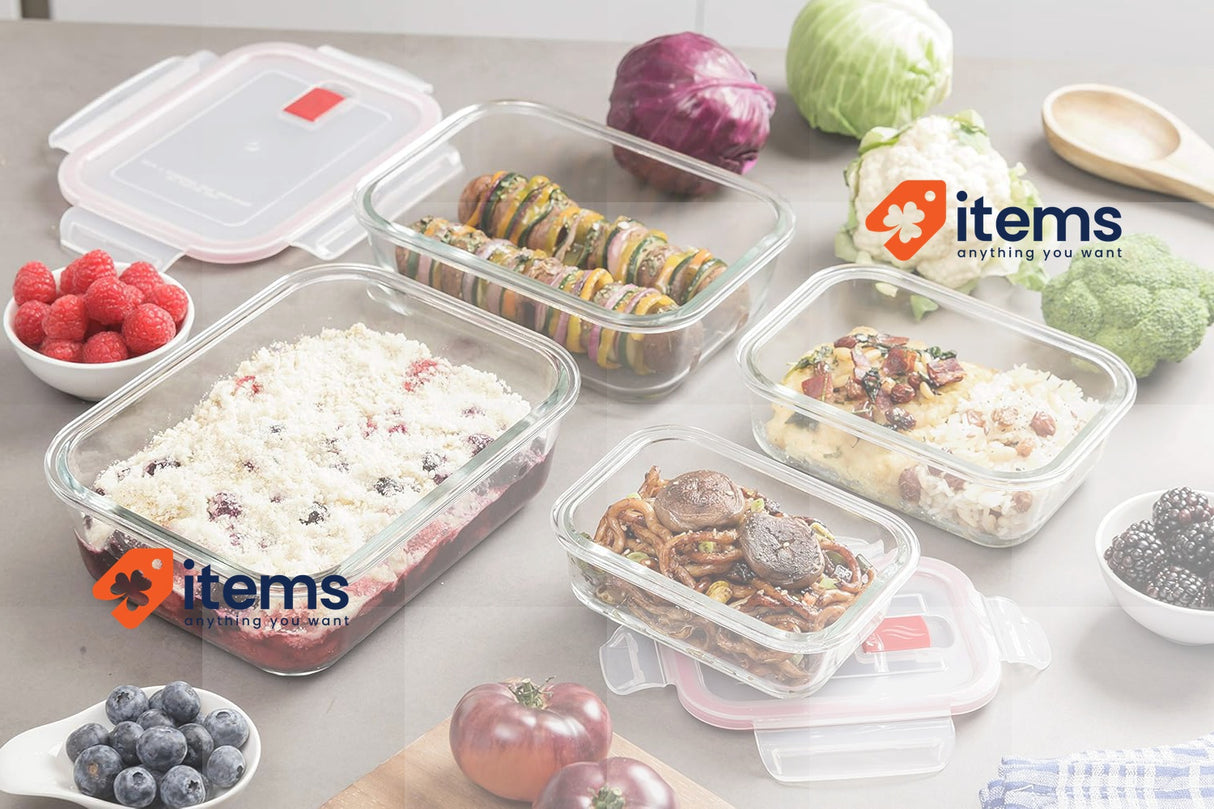 TATAY Glass Food Storage, Airtight, 1.1L Of Capacity 15.7 X 20.7x 6.9 Cm - 1.1 L