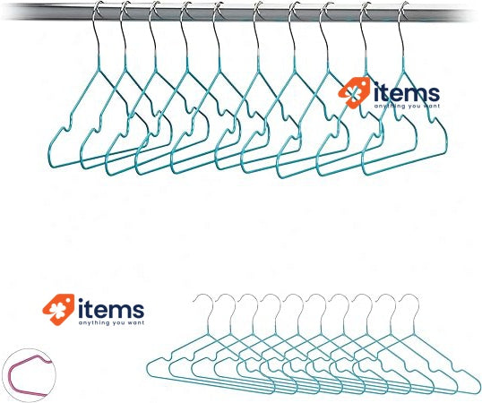 Relaxdays Children’s Coat Hangers Set of 20 Wire Holders 30 cm, Turquoise