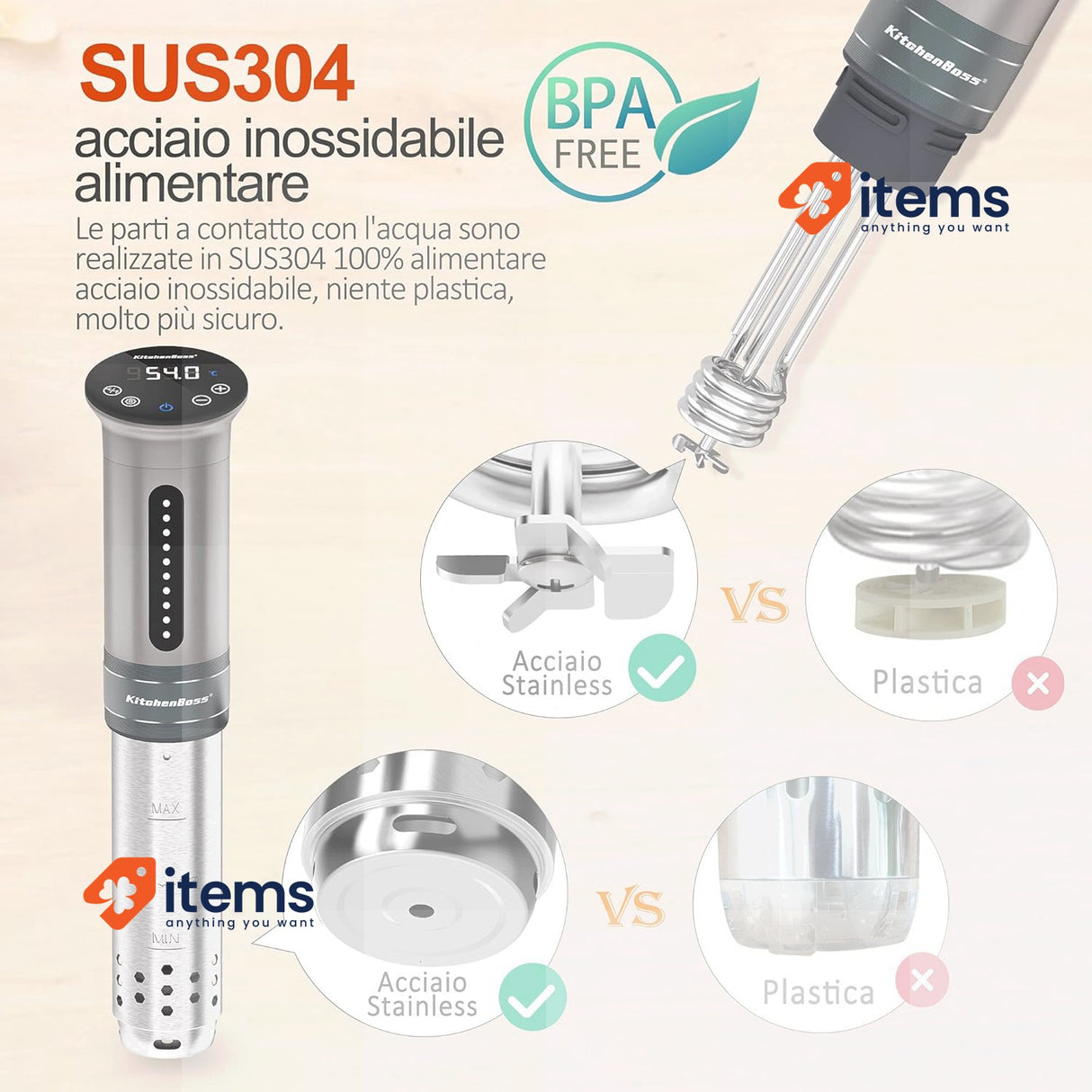 Kitchenboss Sous Vide Roner Kitchen Professional Thermal Circulator IPX7 Silver