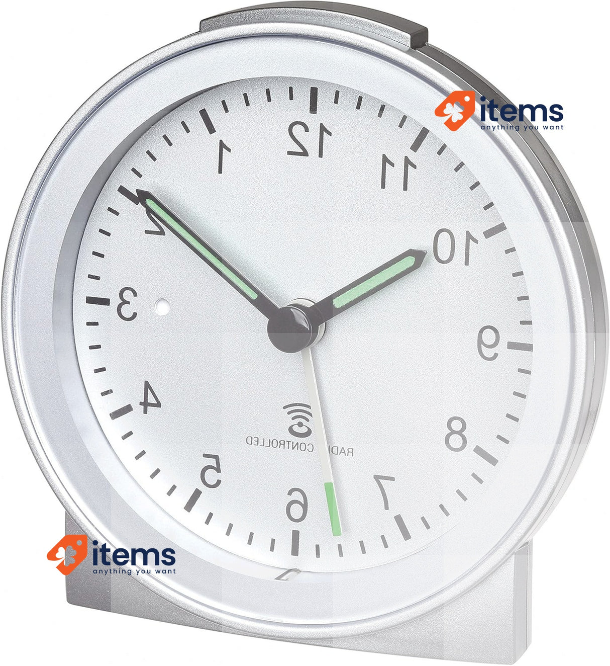 TFA Dostmann Analogue Radio Alarm Clock, Plastic, Silver, 81 x 31 x 84 mm