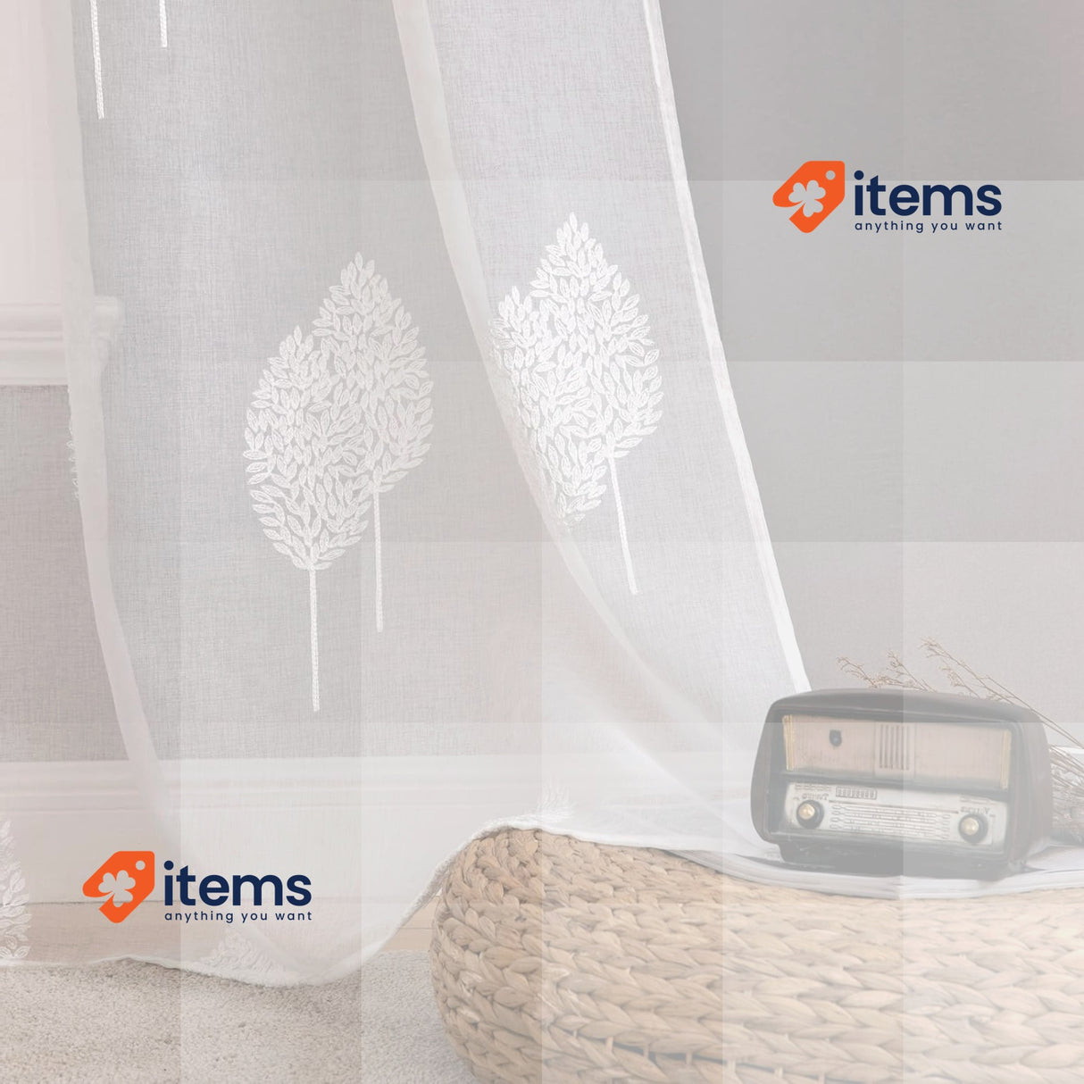 MIULEE 2 Panels Leaves Embroidery Sheer Curtains, Leaves Coffee 55" W x 88" L