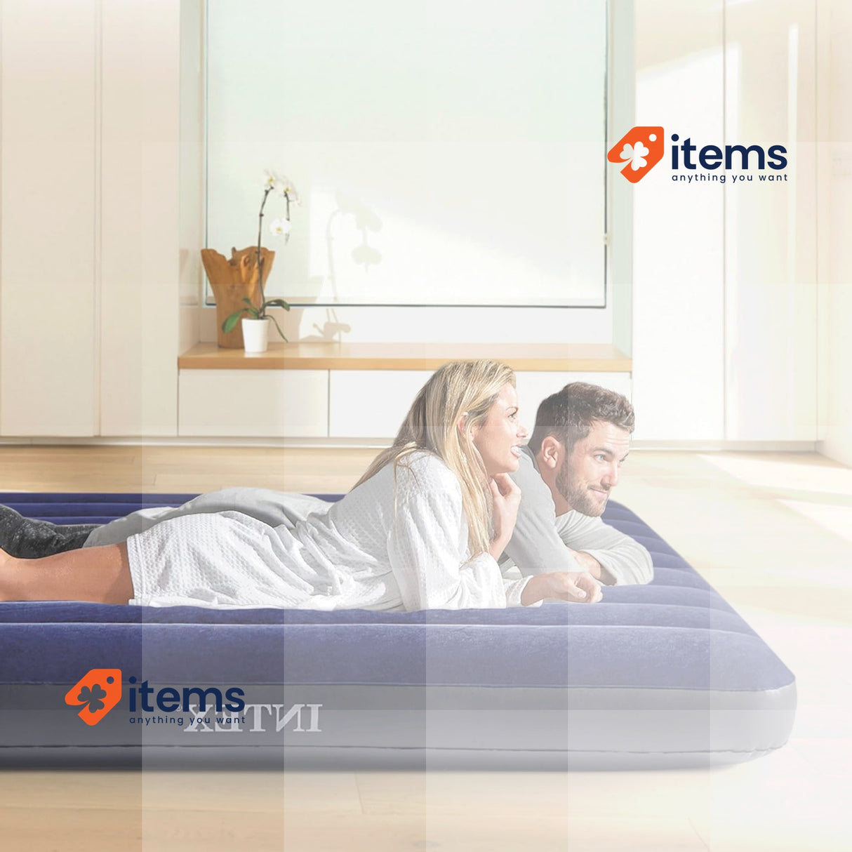 Intex Inflatable Bed, 64755, multicoloured, 183 x 203 x 25 cm