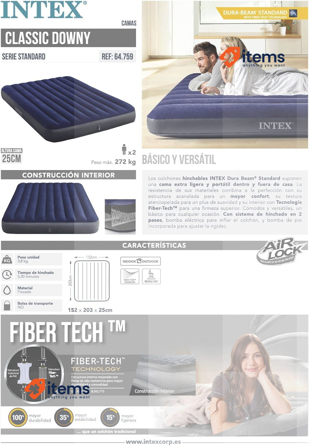Intex Air Bed 64759 203 x 152 x 25 cm <p>Intex Luftbiss, 64759, bundle, 152 x