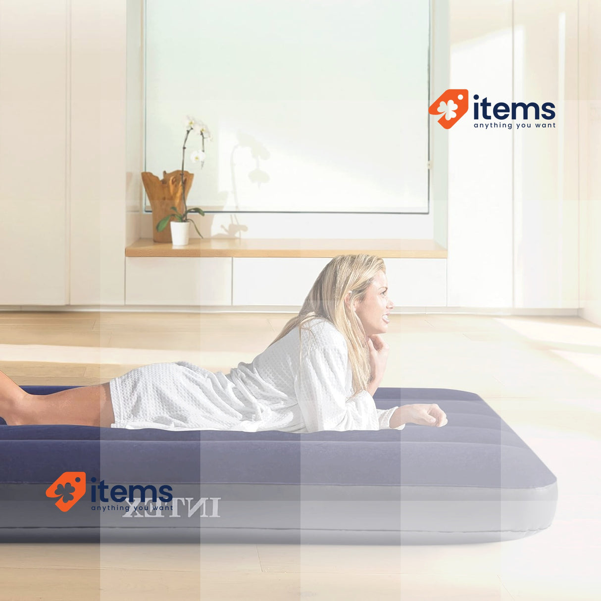 intex - 64756 - matelas gonflable classic downy - 1 pers, blue and black