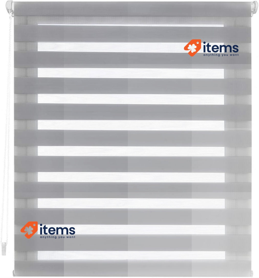 Blindecor - Indus "NO TOOLS REQUIRED". Double Layered Roller Blind REQUIRED Grey