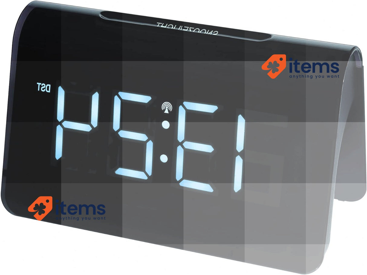 TFA Dostmann Radio Controlled Digital Alarm Clock, 60.2543.02, Black
