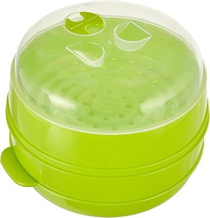 InnovaGoods Fresh Double Microwave Steamer, Polypropylene, Green, 22 x 12/17 cm