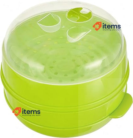 Innovagoods Fresh Double Microwave Steamer, Polypropylene, Green, 22 X 12/17 Cm