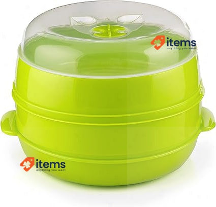 Innovagoods Fresh Double Microwave Steamer, Polypropylene, Green, 22 X 12/17 Cm