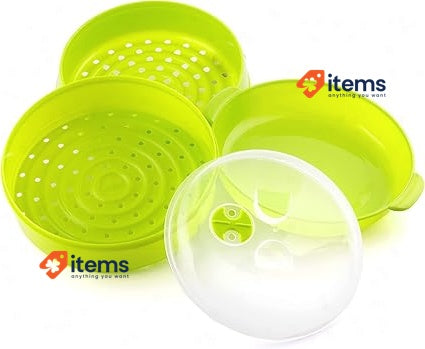 Innovagoods Fresh Double Microwave Steamer, Polypropylene, Green, 22 X 12/17 Cm