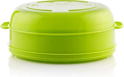 InnovaGoods Fresh Double Microwave Steamer, Polypropylene, Green, 22 x 12/17 cm