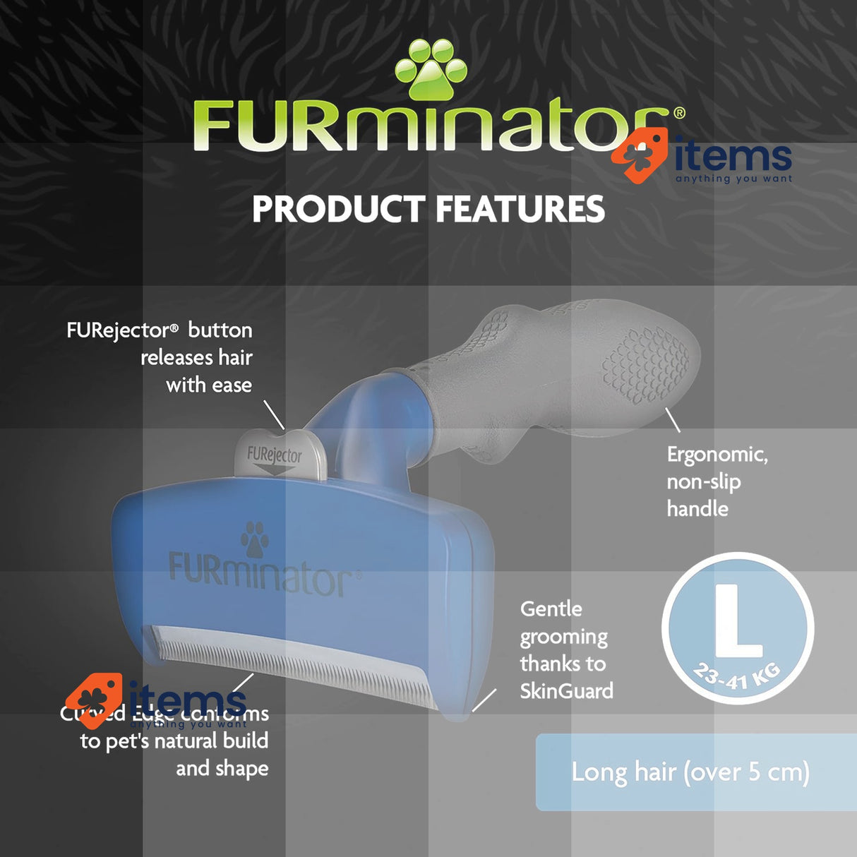 FURminator Undercoat Dog deShedding Tool 41 kg Long Hair Dogs 23-41