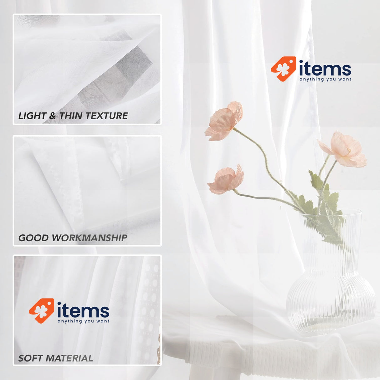 Deconovo Home Decorations Semi Transparent Curtain Voile Panel 52 x 95 In White