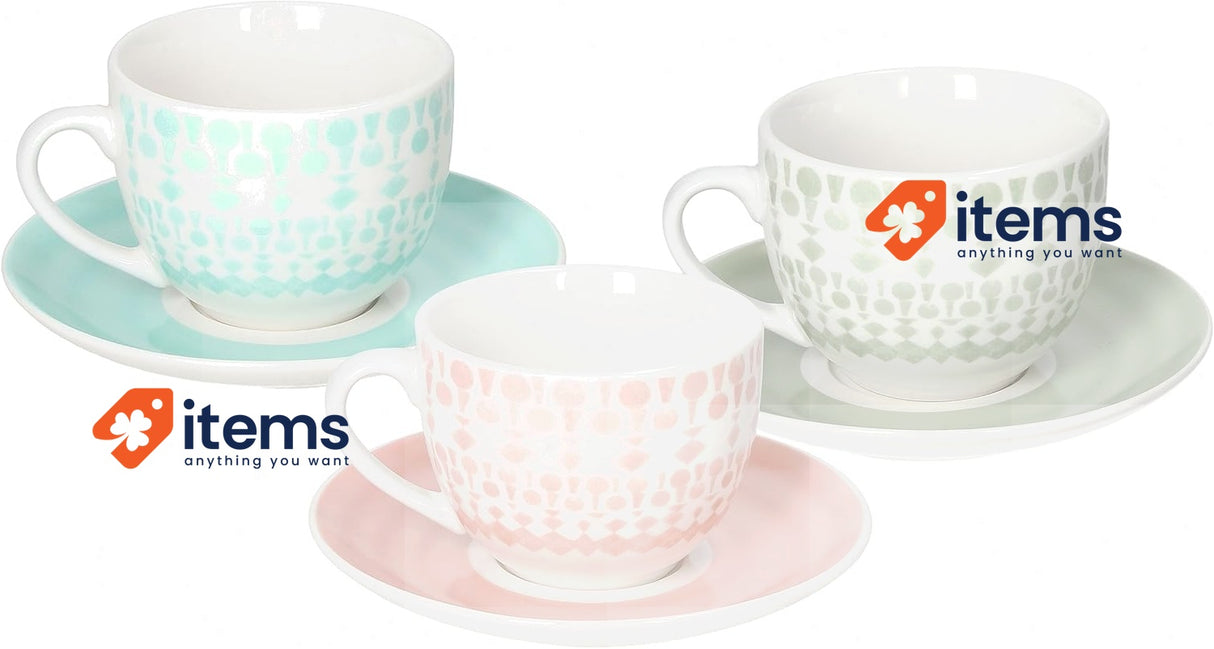 Tognana ME085075598 Set Of 6 Tea Cups With Saucer CC 270 Gipsy Soft, Porcelain