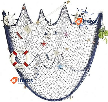 AOFOX Blue Mediterranean Ocean Pirate Fish Net Decoration Party Decoration 2x4M