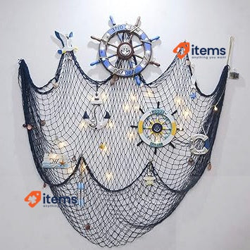 AOFOX Blue Mediterranean Ocean Pirate Fish Net Decoration Party 2x4M 2M 4M Beach