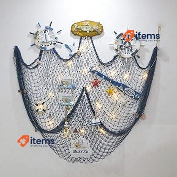 AOFOX Blue Mediterranean Ocean Pirate Fish Net Decoration Party Decoration 2x4M