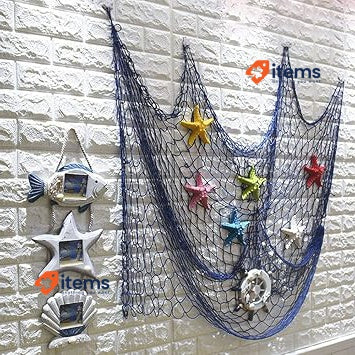 AOFOX Blue Mediterranean Ocean Pirate Fish Net Decoration Party Decoration 2x4M
