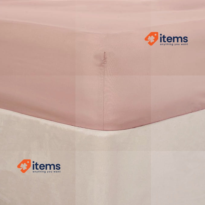 Brentfords Plain Dye Fitted Bed Sheet Non Iron Blush Pink - Single Size
