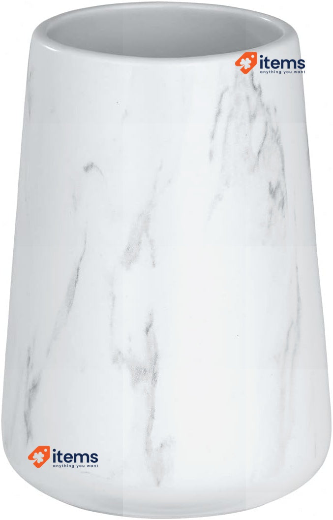 WENKO Adrada Toothbrush Holder for Toothbrush Ceramic, 8.5 x 12 x 8.5 cm, White