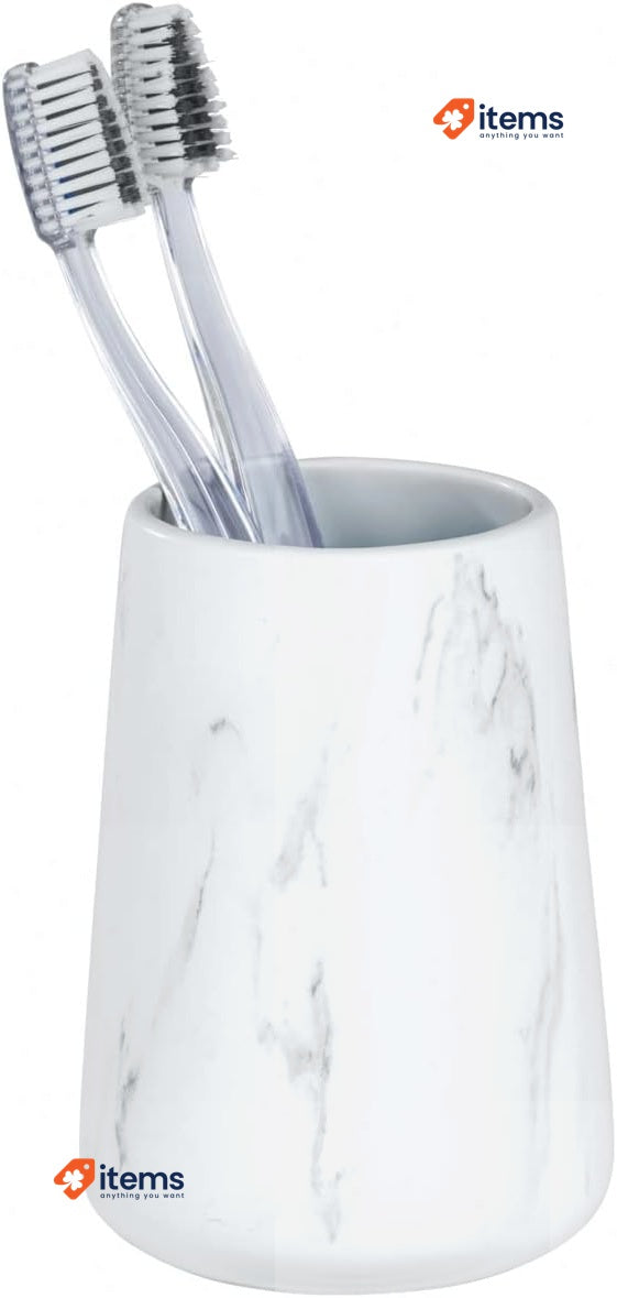 WENKO Adrada Toothbrush Holder for Toothbrush Ceramic, 8.5 x 12 x 8.5 cm, White