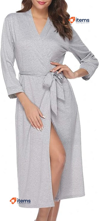 Iclosam Womens Dressing Gown Soft Kimono Robe Cotton Lightweight Women Gowns 3/4