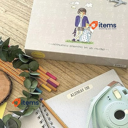 HappyMots Photo Album Communion Child 22 cm x 15 cm Grey