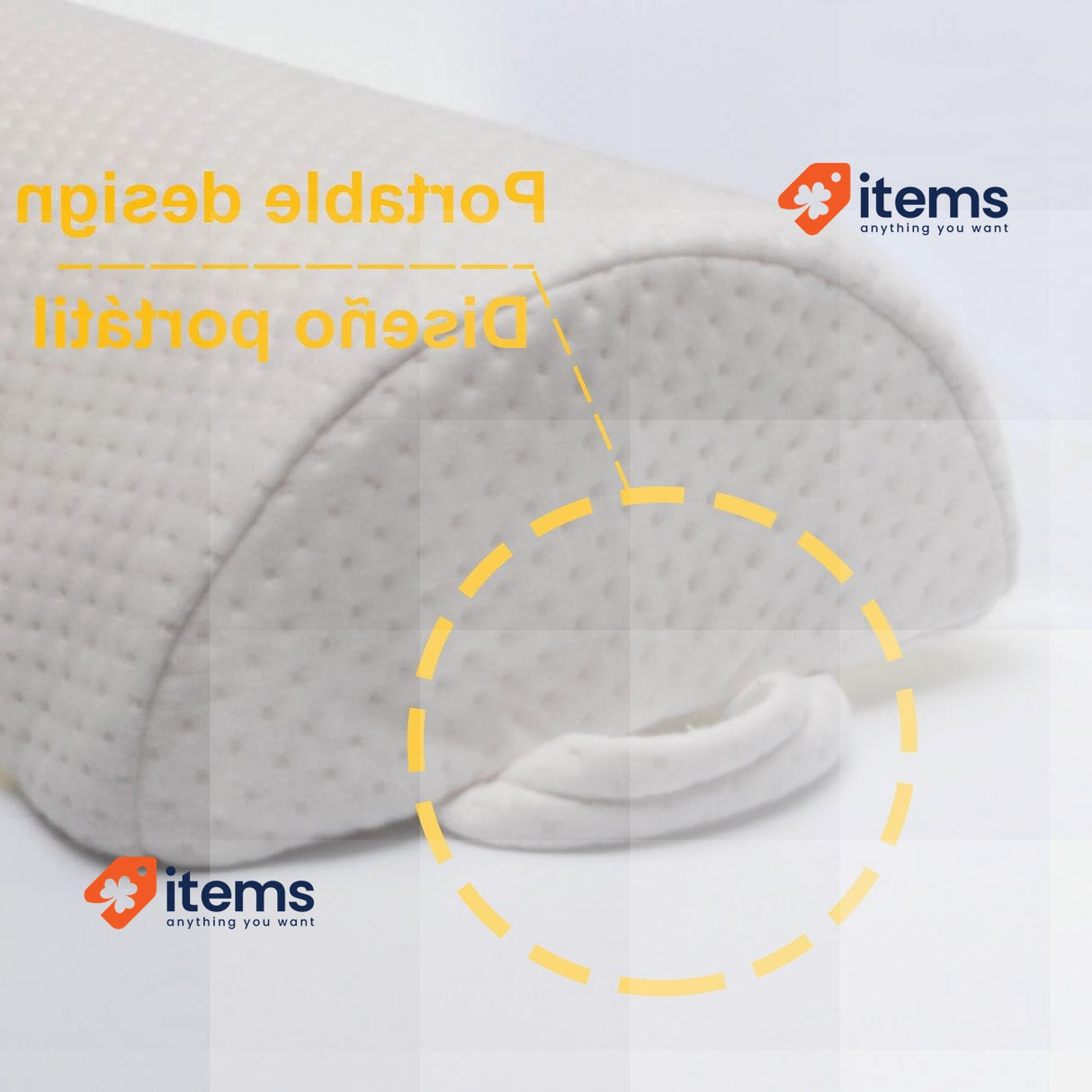 PEKITAS Pillow Cushion Medium Height 10 cm Legs Back, 20 x 40 x10cm, White Beige