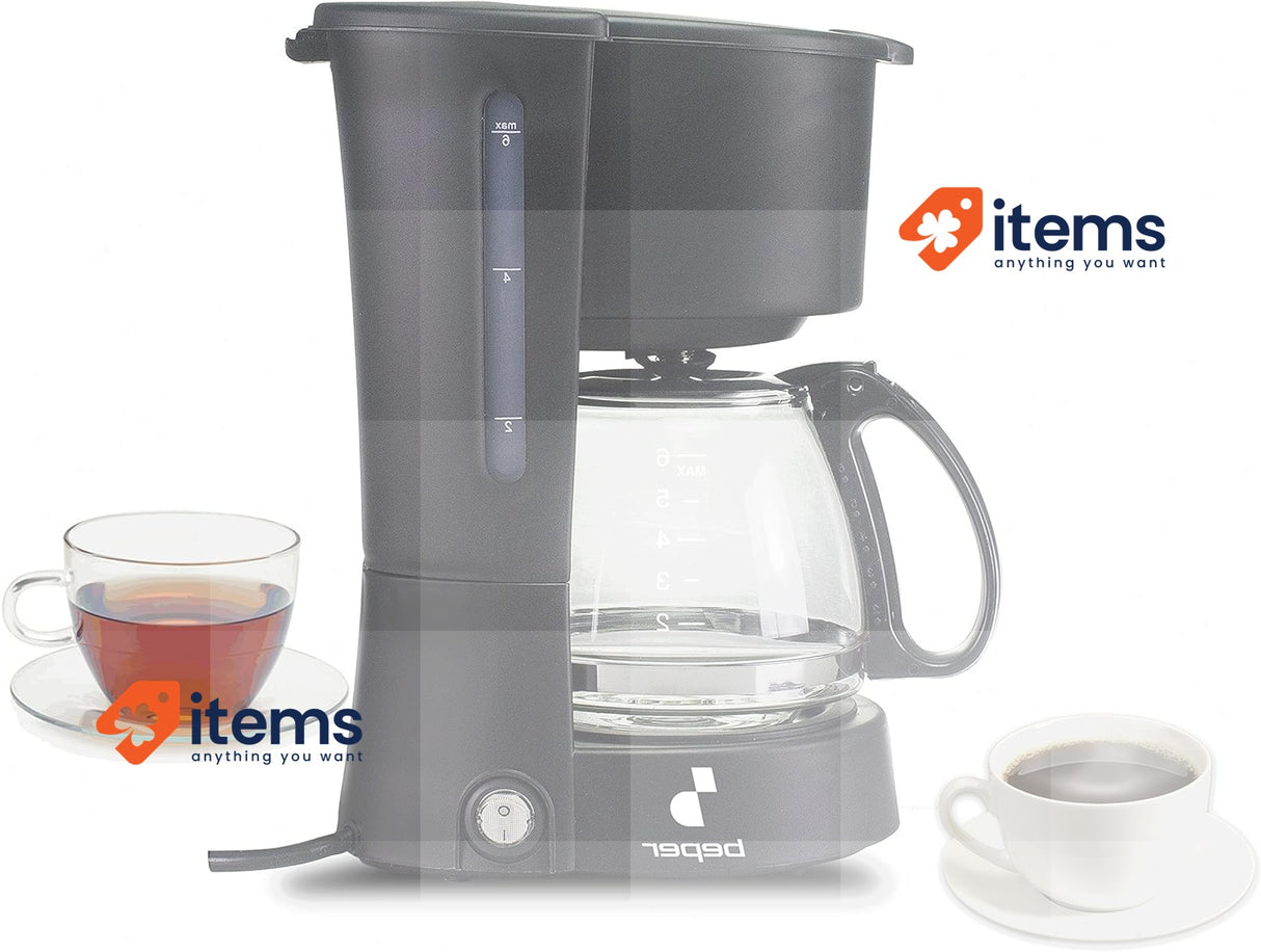 BEPER Americana BC.060 Coffee Maker Black 6 Cup Drip 600ml, Plastic, 650 W