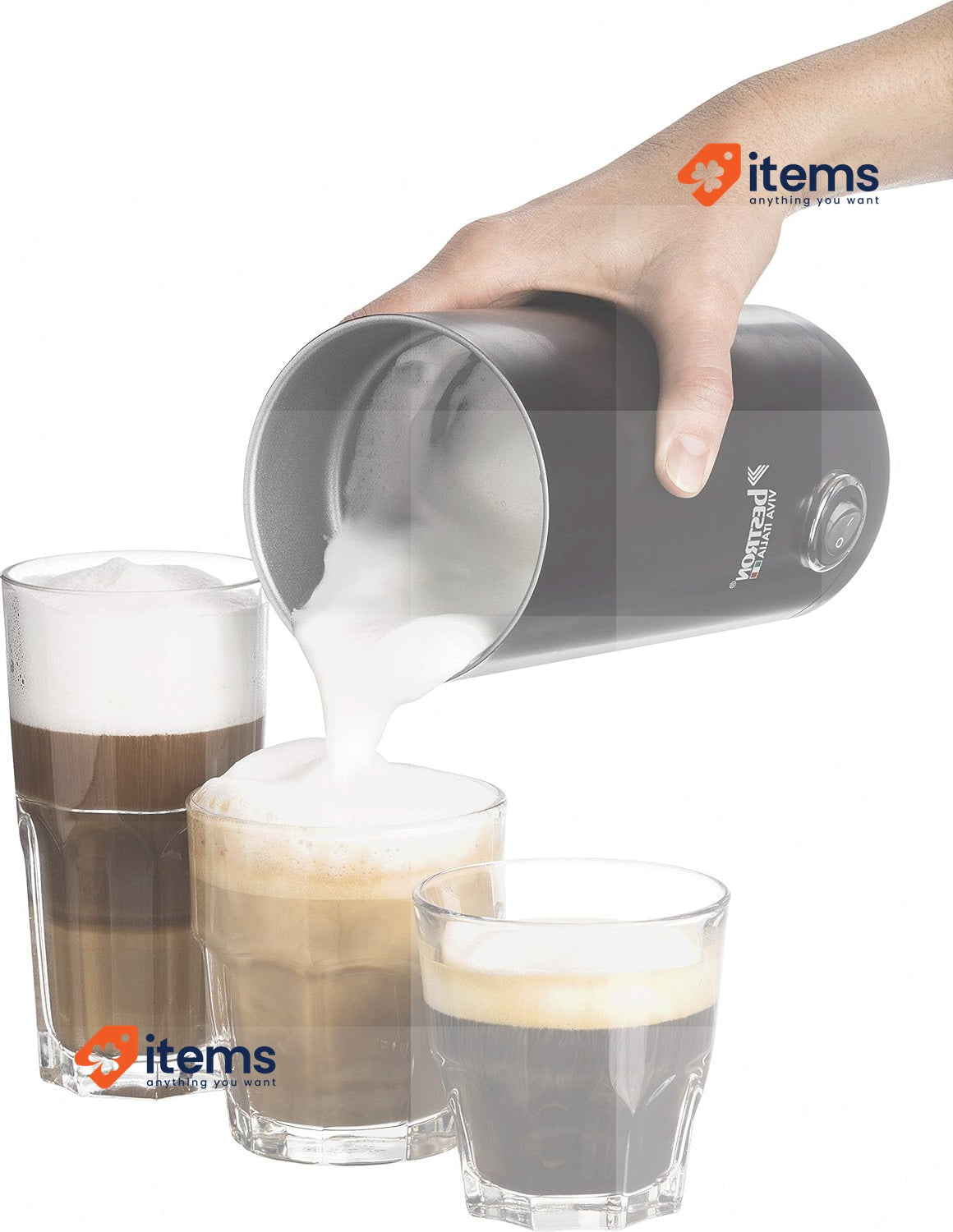 Bestron Viva Italia Wireless Electric Milk Frother 550 Watt 300 ml Black