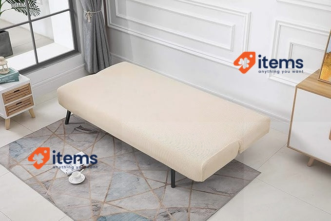 TIANSHU Armless Sofa Cover,polyester Spandex Stretch Futon Slipcover Ivory Bed 3