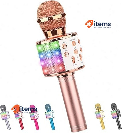 ShinePick Karaoke Wireless Microphone 4 in 1 Handheld Bluetooth Rose Gold