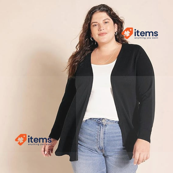 Amazon Essentials Women's Lightweight Open - Front Cardigan Jumper Black Size