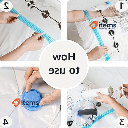 Amazon Basics Vacuum Compression Zipper Storage Bags 5-Pack, Clear