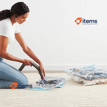 Amazon Basics Vacuum Compression Zipper Storage Bags 5-Pack, Clear