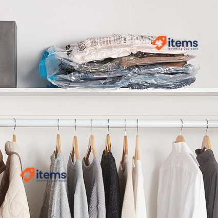 Amazon Basics Vacuum Compression Zipper Storage Bags 5-Pack, Clear