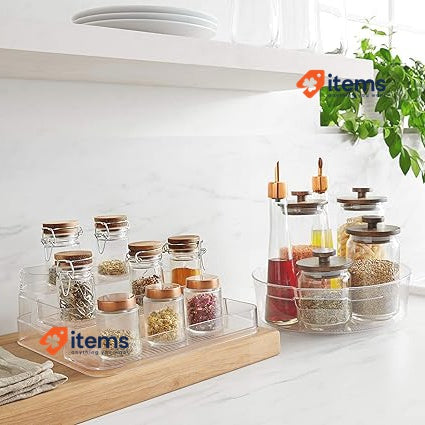 Amazon Basics Clear Lazy Susan Turntable Organiser, 22.9 Cm, 2 - Pack Plastic
