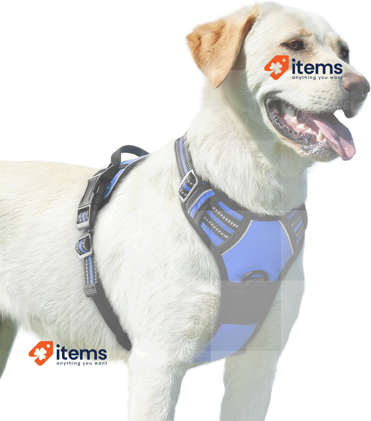 Eagloo Dog Harness Large Dog, Soft Padded Pet Vest, Easy Control Handle, Blue L
