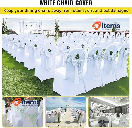 VEVOR 50pcs Chair Cover Wedding Spandex White Chair Covers Stretch Fabric White