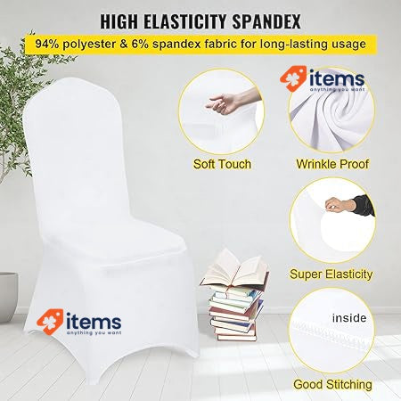 VEVOR 50pcs Chair Cover Wedding Spandex White Chair Covers Stretch Fabric White