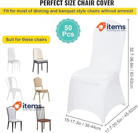 VEVOR 50pcs Chair Cover Wedding Spandex White Chair Covers Stretch Fabric White
