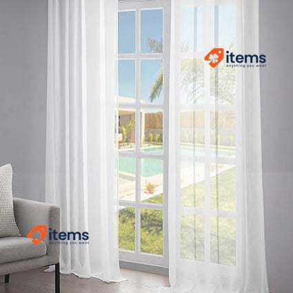 Topfinel Faux Linen Semi Voile Pencil Pleat Curtains Plain Window White 54x89