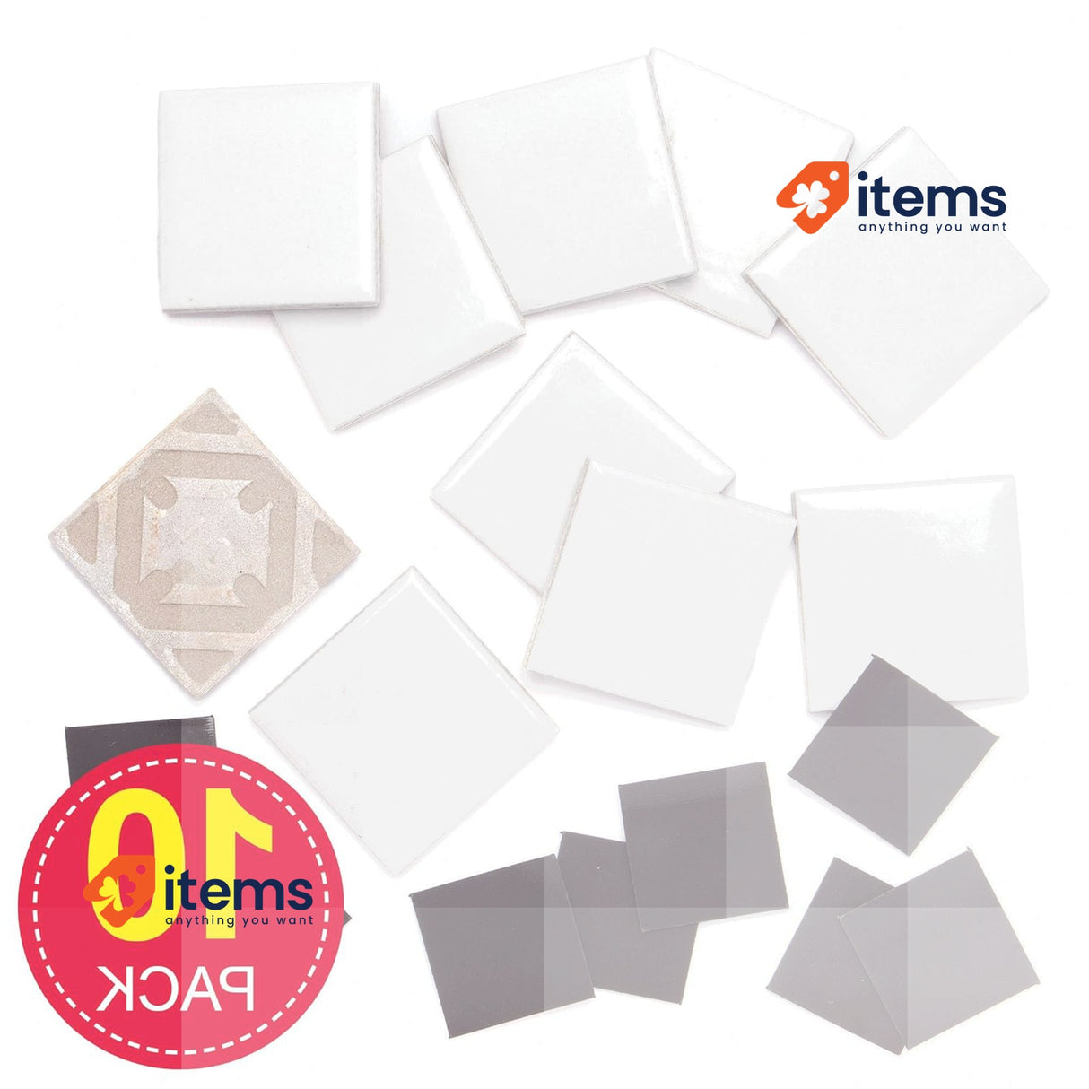Baker Ross EK506 Porcelain Ceramic Tile Magnets (Pack of 10) for Kids
