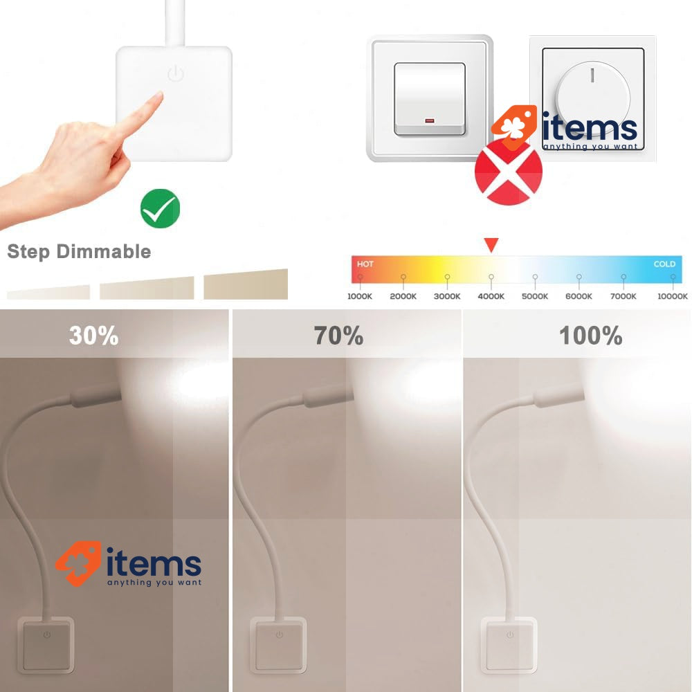 ENUOTEK Dimmable LED Spotlight with Plug and Touch Switch, Natural White